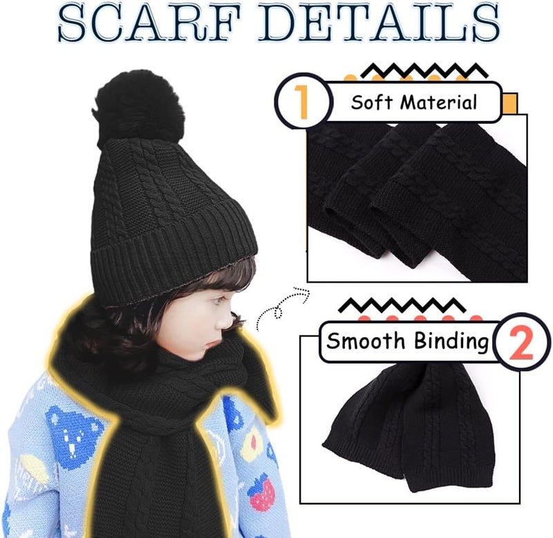 Peecabe Kids Winter Hat Scarf Mittens Set Toddler Knitted Beanie Girls Fleece Children Neck Warmer Boys Warm Gloves 2-7 Years - Image 3